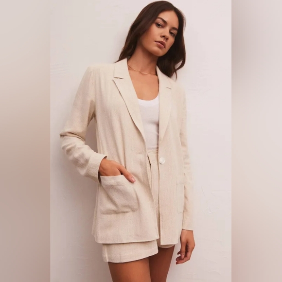 Z Supply Women's Chateau Linen Blazer Size Medium - Picture 4 of 13